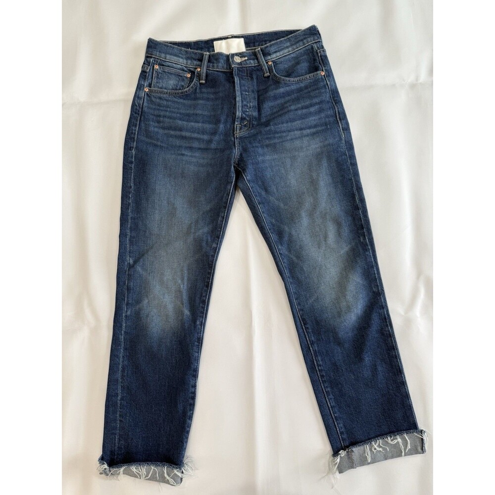 MOTHER Women Jeans Straight Leg - Dark Blue Denim